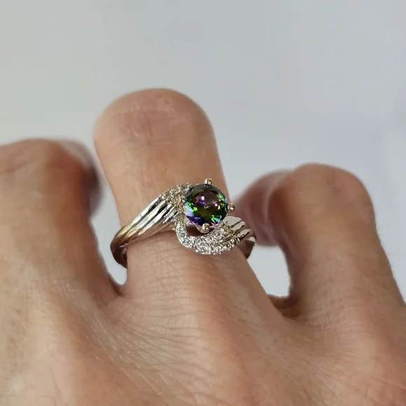 Sparkling Genuine Mystic Topaz Sterling Silver Ring. Size 6! - Picture 7 of 8